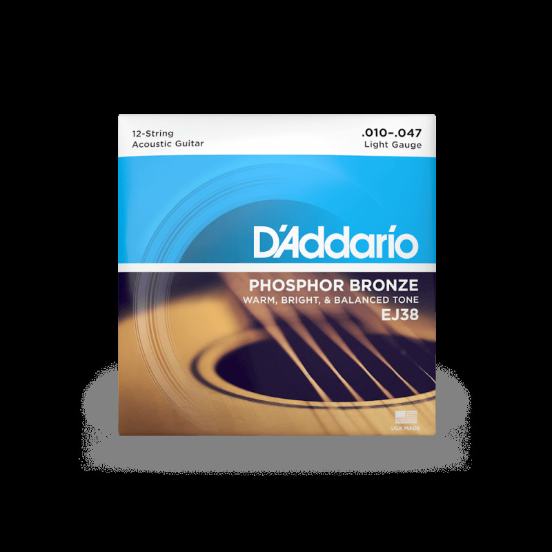 D’ADDARIO EJ38 PHOSPHOR BRONZE REGULAR LIGHT 12-STRING (10-47) Струны для акустической гитары