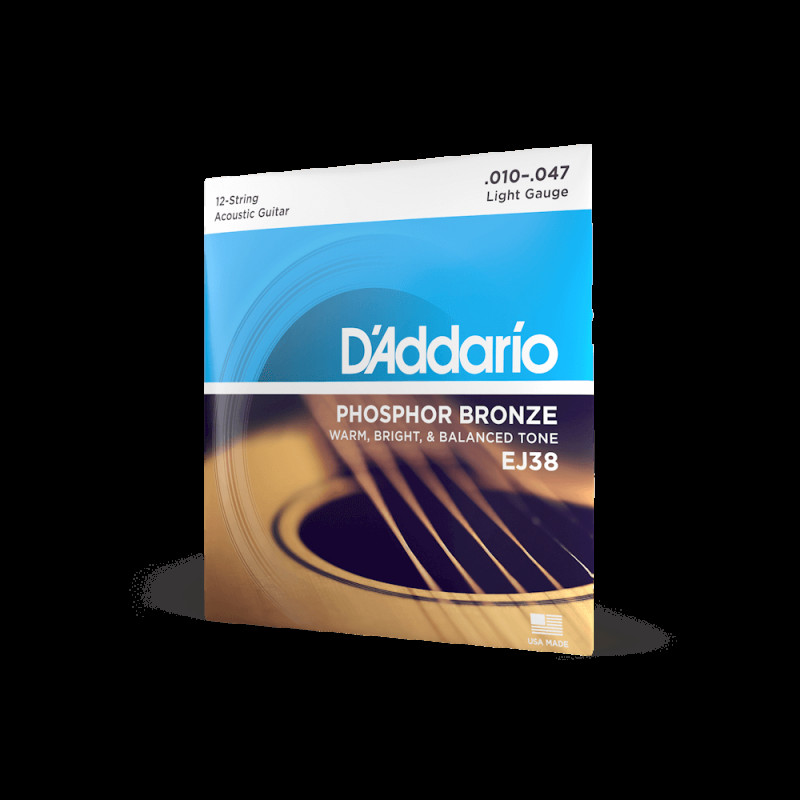 D’ADDARIO EJ38 PHOSPHOR BRONZE REGULAR LIGHT 12-STRING (10-47) Струны для акустической гитары