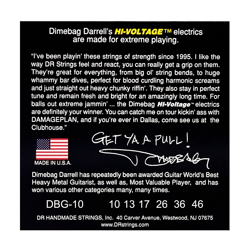 DR STRINGS DIMEBAG DARRELL HI-VOLTAGE Electric - Medium (10-46) Струни для електрогітари