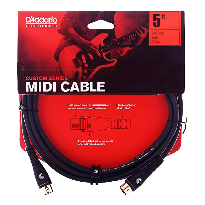 D'ADDARIO PW-MD-05 Custom Series MIDI Cable (1.5m)