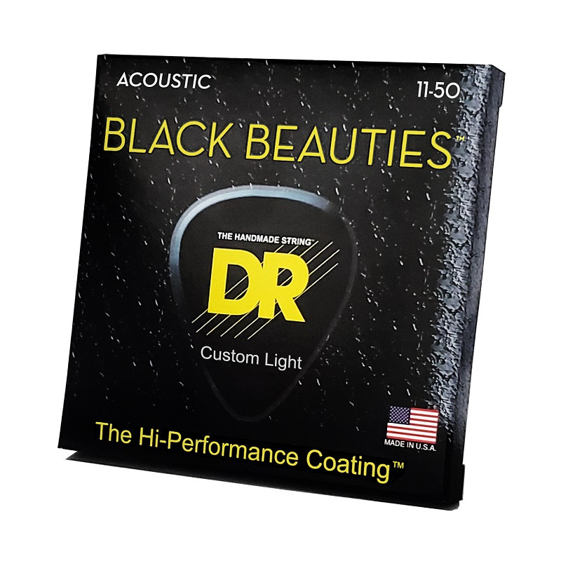 DR STRINGS BLACK BEAUTIES Acoustic - Custom Light (11-50) Струни для акустичної гітари