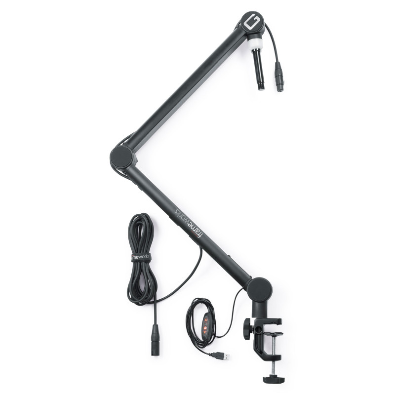 GATOR FRAMEWORKS GFWMICBCBM4000 Professional Desktop Mic Boom Stand with Led Light