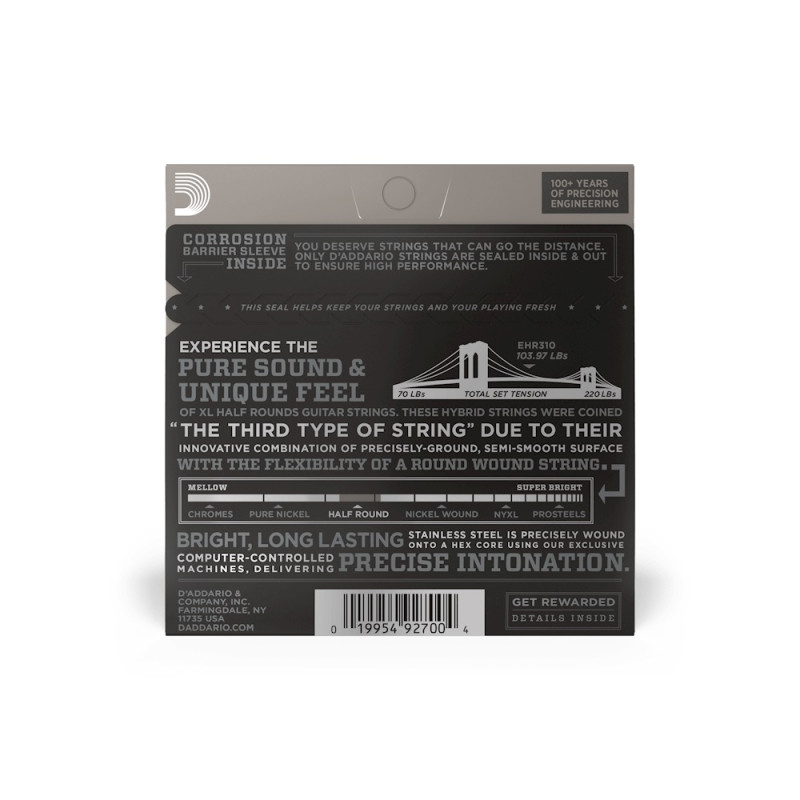D‘ADDARIO EHR310 XL HALF ROUNDS REGULAR LIGHT (10-46) Струни для бас-гітари
