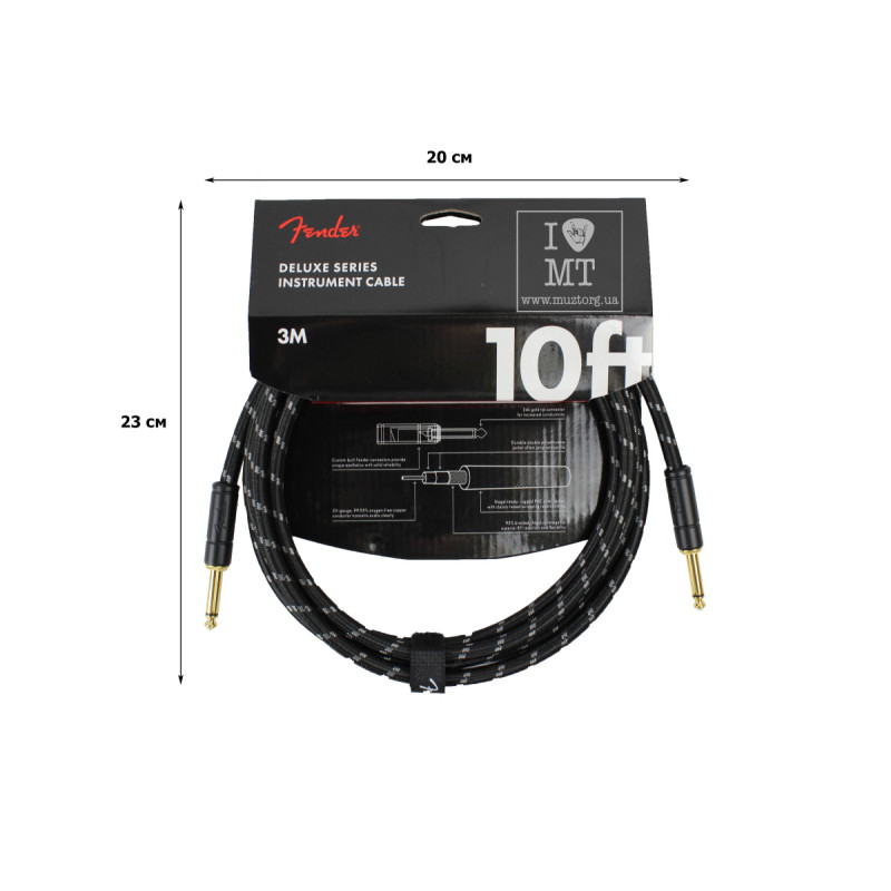 FENDER CABLE DELUXE SERIES 10' BLACK TWEED Кабель інструментальний