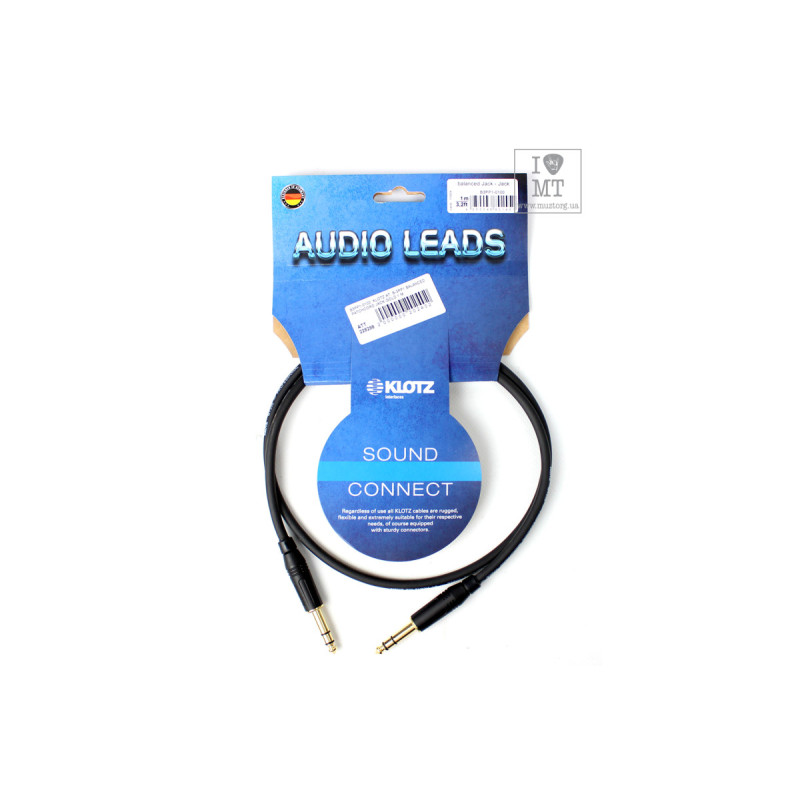 KLOTZ B-3PP1 BALANCED PATCHCORD JACK GOLD 1 M Кабель коммутационный