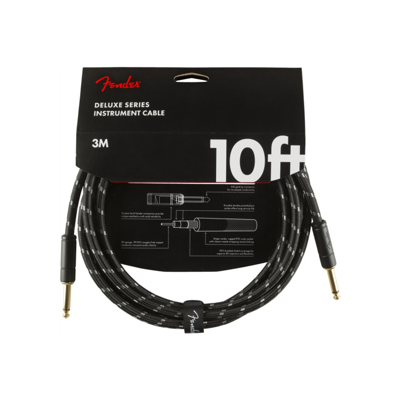 FENDER CABLE DELUXE SERIES 10' BLACK TWEED Кабель інструментальний