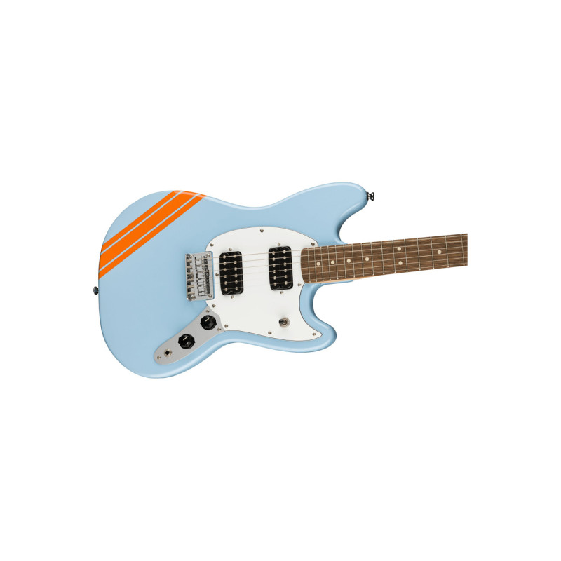 SQUIER by FENDER BULLET MUSTANG FSR HH DAPHNE BLUE w/COMPETITION STRIPES Електрогітара