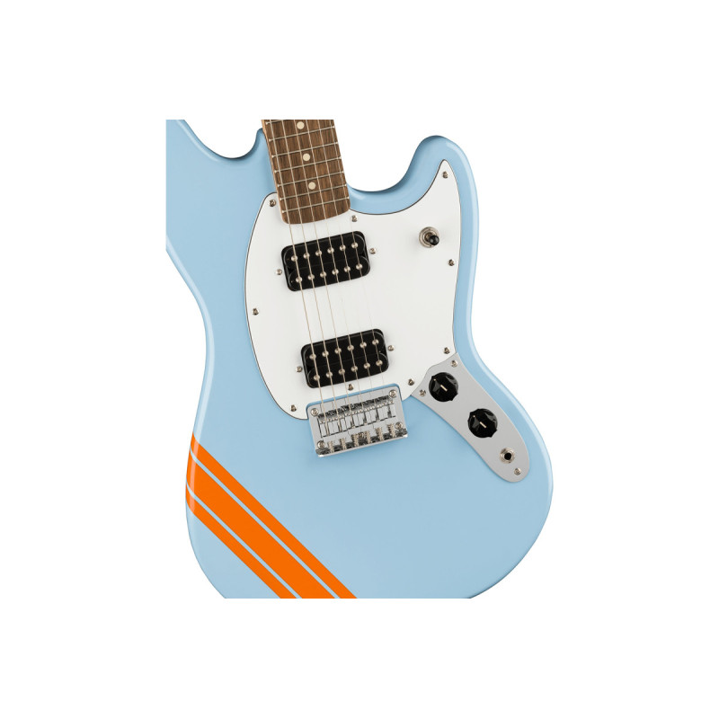 SQUIER by FENDER BULLET MUSTANG FSR HH DAPHNE BLUE w/COMPETITION STRIPES Електрогітара