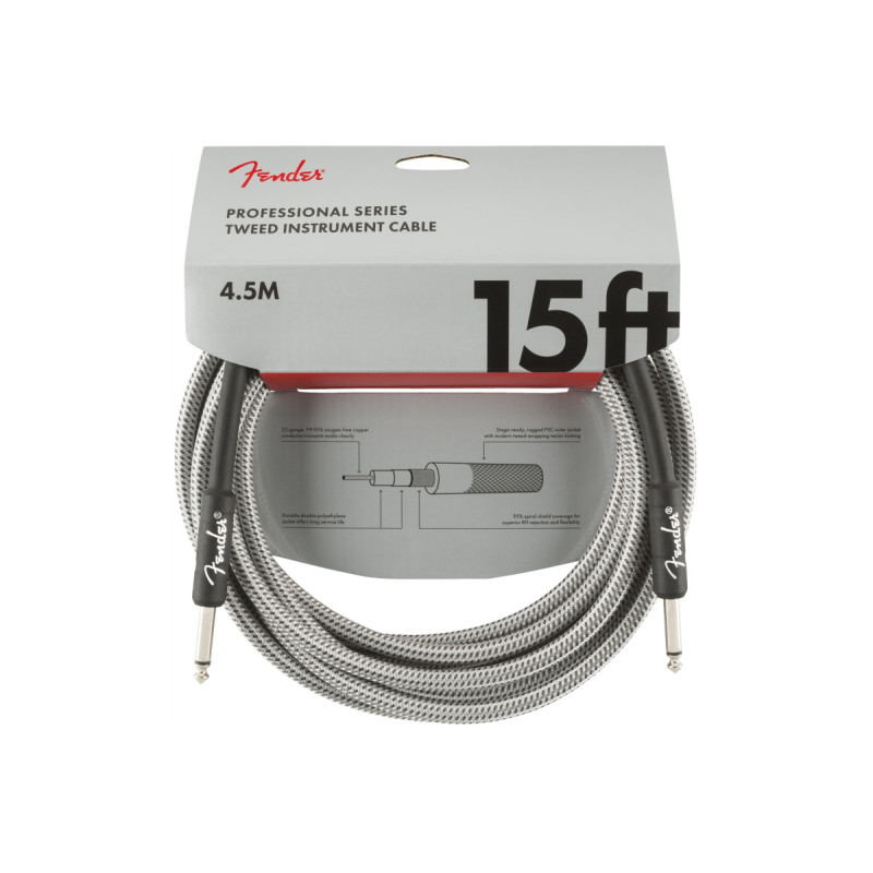 FENDER CABLE PROFESSIONAL SERIES 15' WHITE TWEED Кабель інструментальний