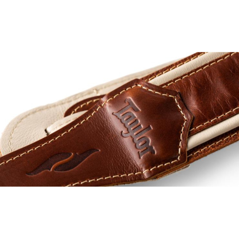 TAYLOR GUITARS STRAP ELEMENT BROWN/CREAM LEATHER 2.5
