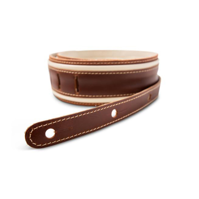 TAYLOR GUITARS STRAP ELEMENT BROWN/CREAM LEATHER 2.5