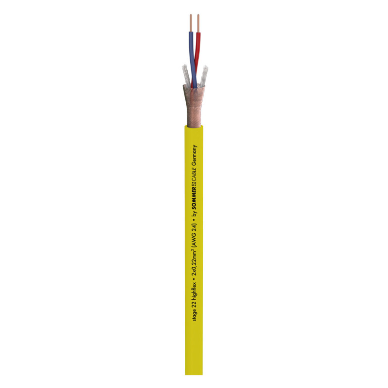 SOMMER CABLE 200-0007 Microphone Cable Stage 22 Highflex; 2 x 0,22 mm²; PVC Ø 6,40 mm; yellow