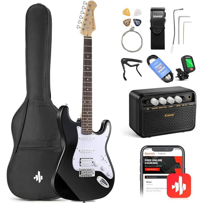 DONNER MUSIC DST-100 Sunburst Electric Guitar Kit Black EC1099 Электрогитара набор