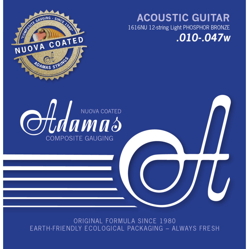 Струни для 12-струнної акустичної гітари Adamas Nuova Coated Phosphor Bronze 1616NU, 10-47w