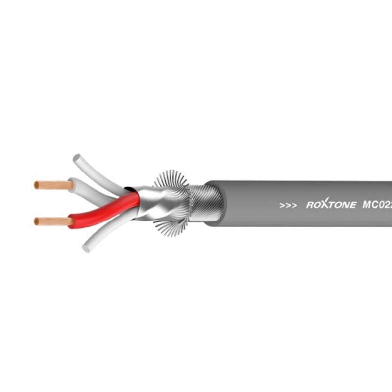Кабель микрофонный Roxtone MC022L, 2х0.5 кв. мм, вн. диаметр 5.2 мм, 100 м
