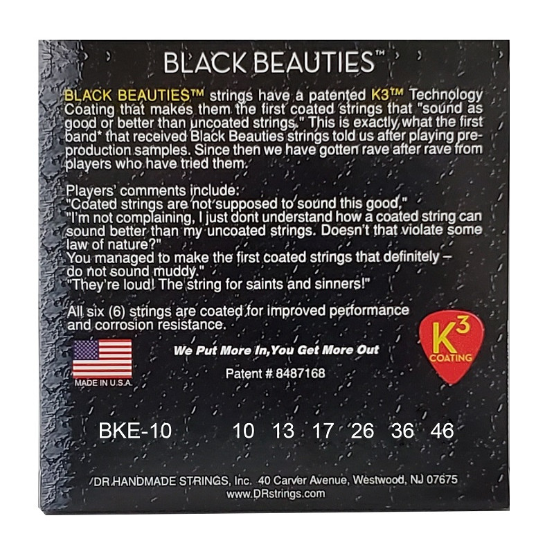 DR STRINGS BLACK BEAUTIES Electric - Medium (10-46) Струни для електрогітари