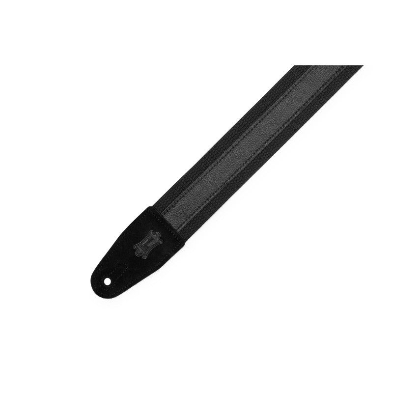 LEVY'S MC2CG-BLK-BLK Cotton Combo Guitar Strap – Black Cotton with Black Leather Strip Ремінь для гітари