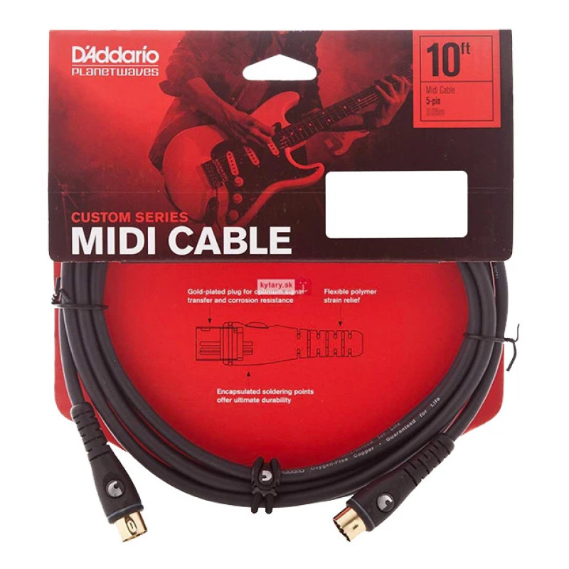 D'ADDARIO PW-MD-10 Custom Series MIDI Cable (3m)