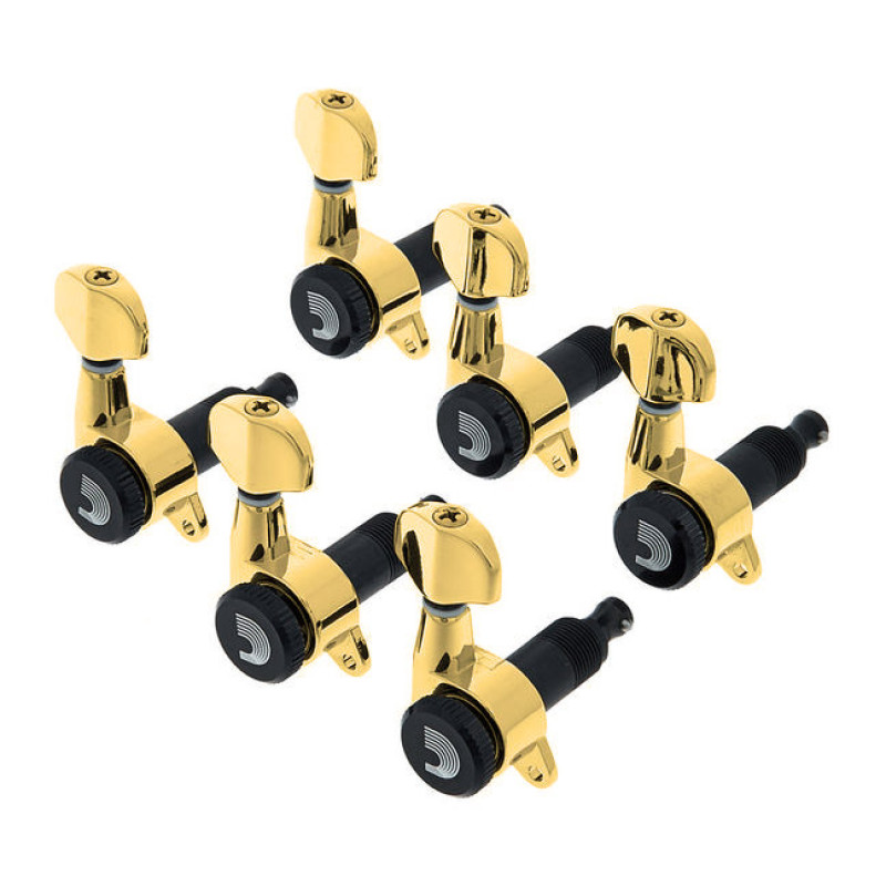 D'ADDARIO PWAT-6R3 AUTO-TRIM TUNING MACHINES (6 in-line, Gold)