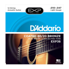 D‘ADDARIO EXP36 EXP COATED 80/20 BRONZE LIGHT 12-STRING (10-47) Струни для акустичної гітари