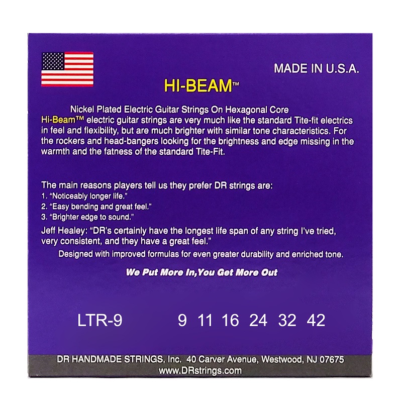 DR STRINGS HI-BEAM Electric - Light (9-42) Струни для електрогітари