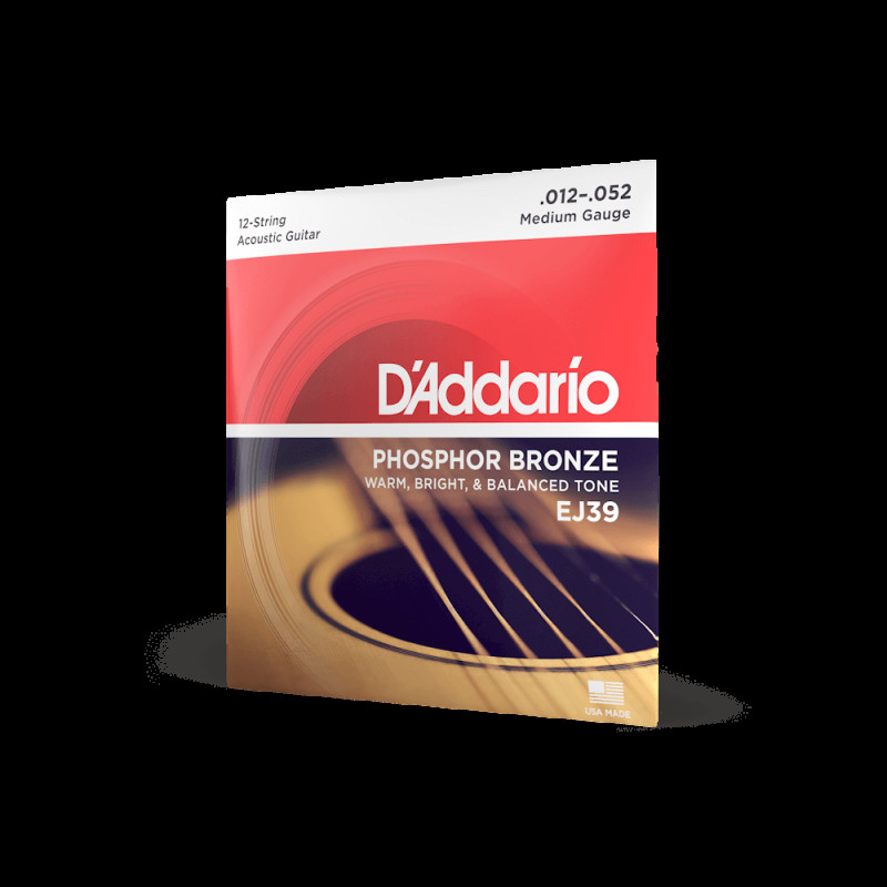 D‘ADDARIO EJ39 PHOSPHOR BRONZE MEDIUM 12-STRING (12-52) Струни для акустичної гітари