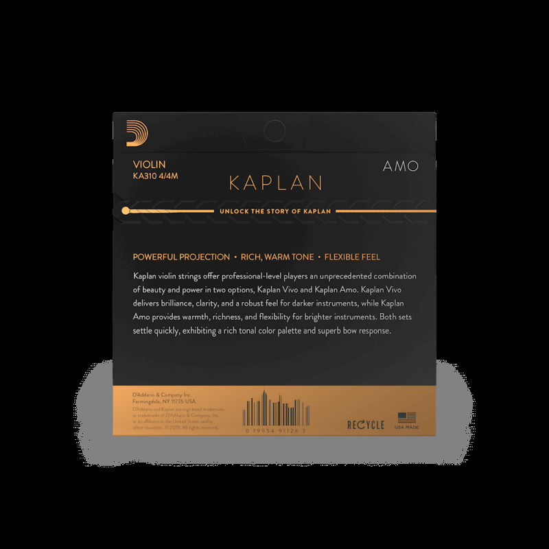 D`ADDARIO KAPLAN AMO VIOLIN STRING SET 4/4 Scale Medium Tension