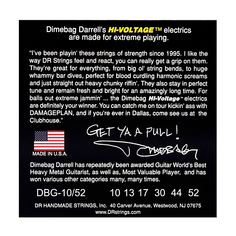 DR STRINGS DIMEBAG DARRELL HI-VOLTAGE Electric - Big Heavy (10-52) Струни для електрогітари