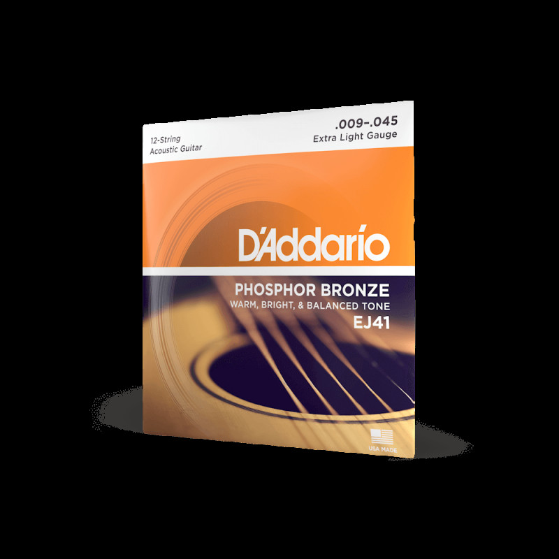 D’ADDARIO EJ41 PHOSPHOR BRONZE 12-STRING EXTRA LIGHT (09-45) Струны для акустической гитары