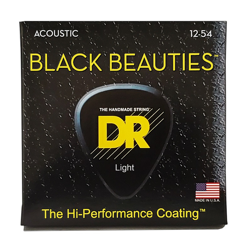 DR STRINGS BLACK BEAUTIES Acoustic - Light (12-54) Струни для акустичної гітари