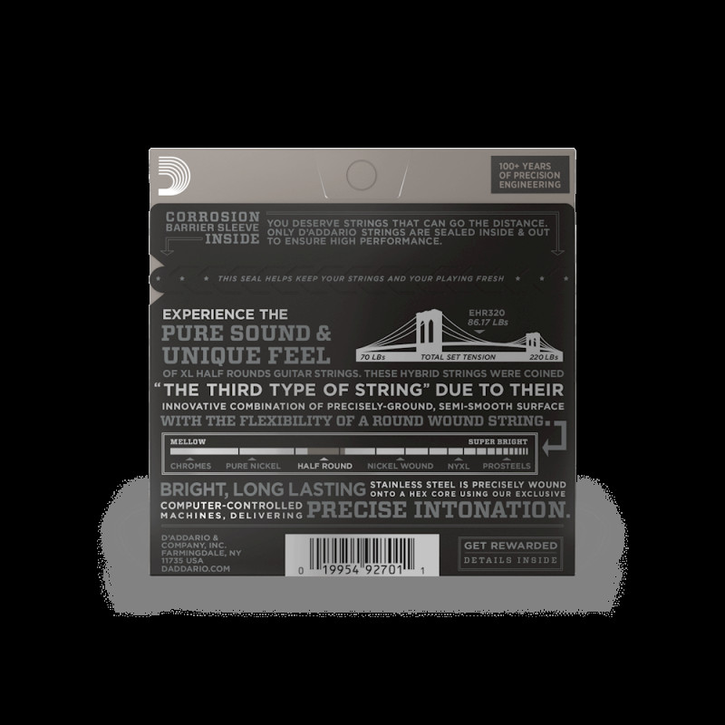 D‘ADDARIO EHR320 XL HALF ROUNDS SUPER LIGHT (09-42) Струни для бас-гітари