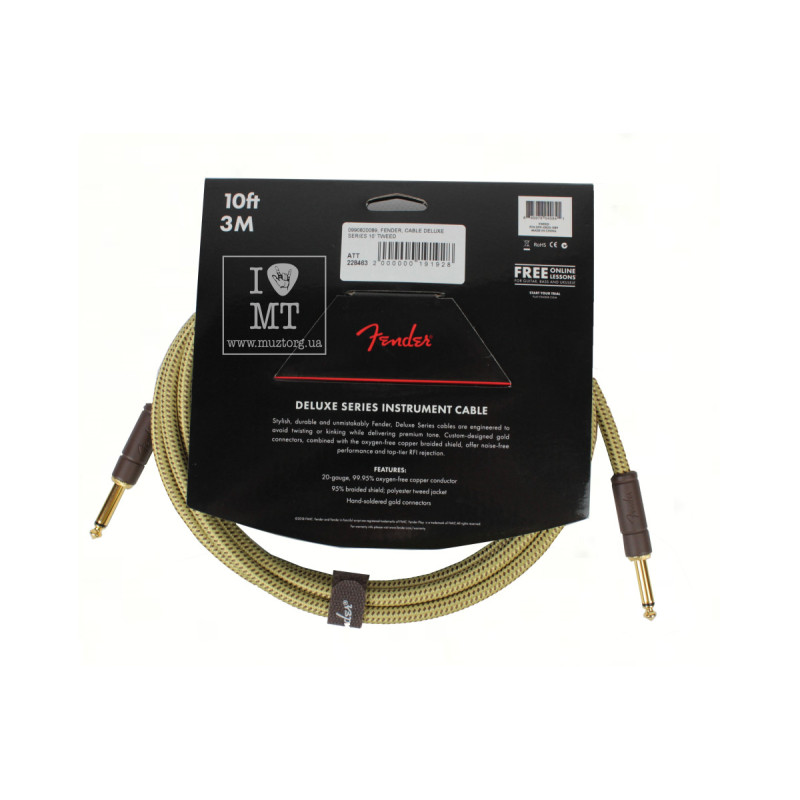 FENDER CABLE DELUXE SERIES 10' TWEED Кабель інструментальний