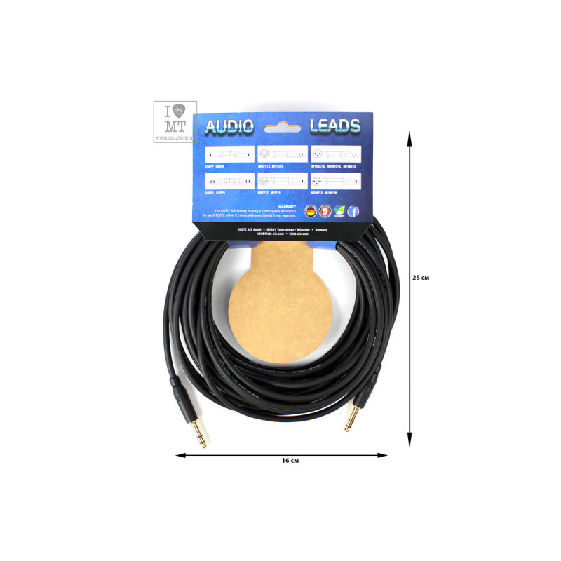KLOTZ B-3PP1 BALANCED PATCHCORD JACK GOLD 10 M Кабель комутаційний