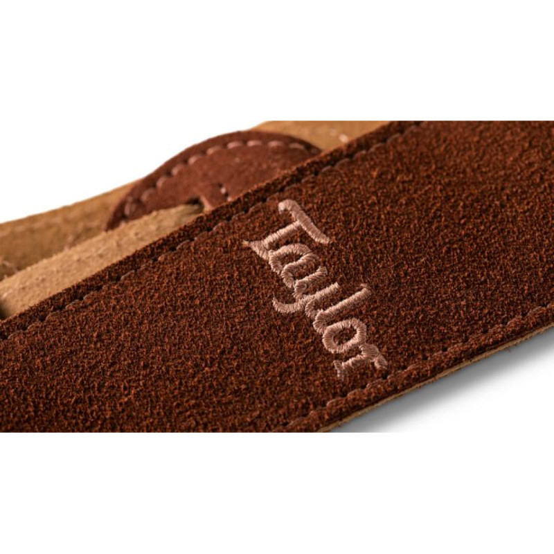 TAYLOR GUITARS STRAP EMBROIDERED SUEDE CHOCOLATE 2.5