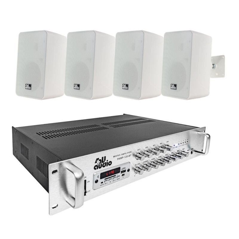 4ALL AUDIO SET 4xWALL 420 IP55 Black 1xPAMP-120-5Zi Комплект вуличної акустики з підсилювачем