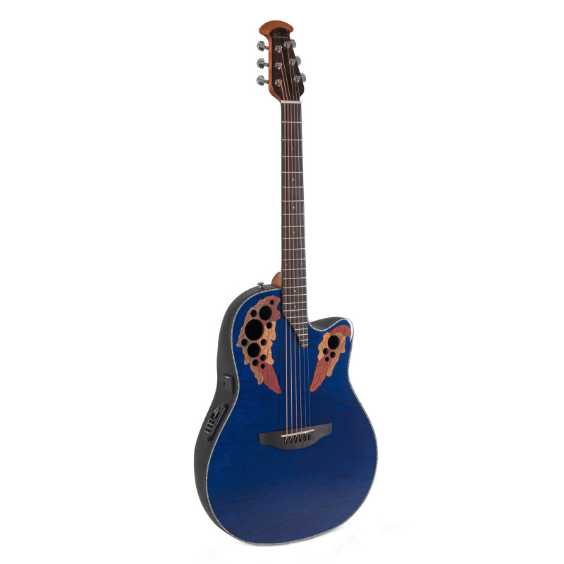OVATION Celebrity Elite CE44P Mid Cutaway Blue Transparent Quilt Акустична гітара з датчиком