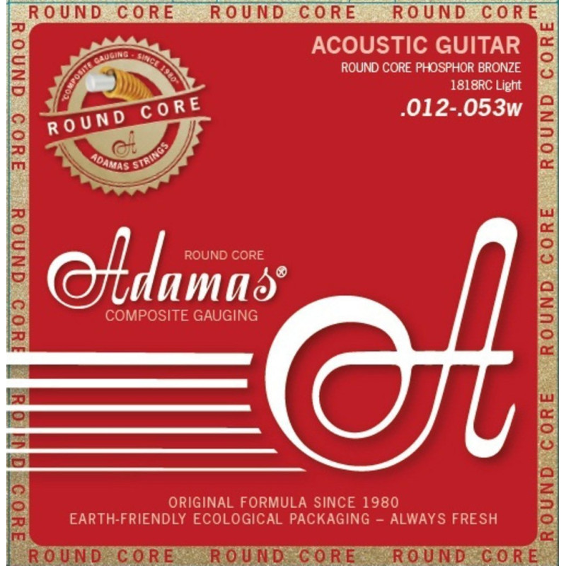 Струни для акустичної гітари Adamas Round Core Phosphor Bronze 1818RC, 12-53w