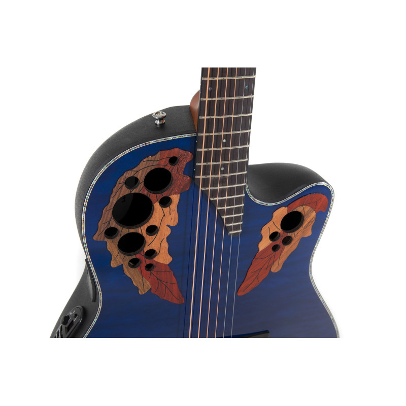 OVATION Celebrity Elite CE44P Mid Cutaway Blue Transparent Quilt Акустична гітара з датчиком