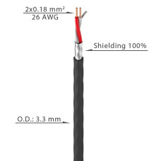 Кабель микрофонный Roxtone MC032-200, 2 x 0,18 кв.мм, вн.диаметр 3,3 мм, 200м