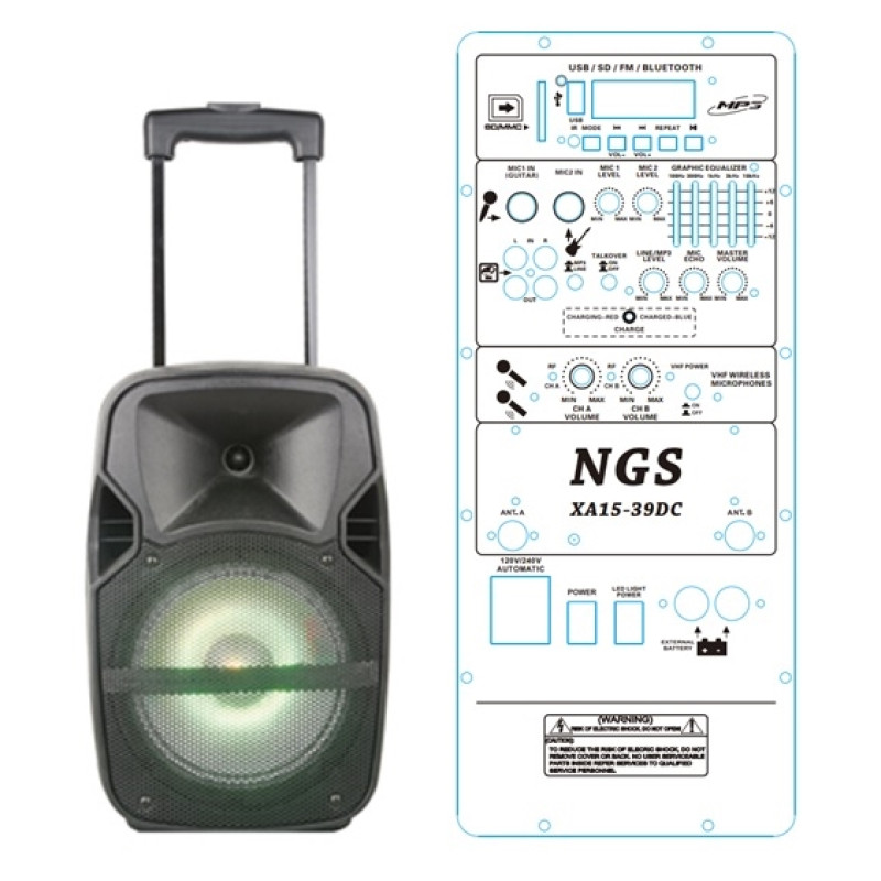 Автономная активная акустическая система NGS XA15-39DC 15", 300Вт