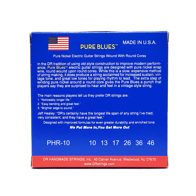 DR STRINGS PURE BLUES Electric Guitar Strings - Medium (10-46) Струни для електрогітари