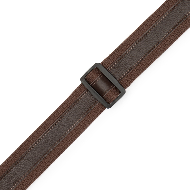 LEVY'S MC2CG-BRN-DBR Cotton Combo Guitar Strap – Brown Cotton with Dark Brown Leather Strip Ремінь для гітари