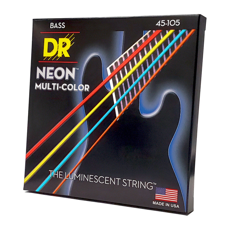 DR STRINGS NEON Multi-Color Bass - Medium (45-105) Струни для бас-гітари