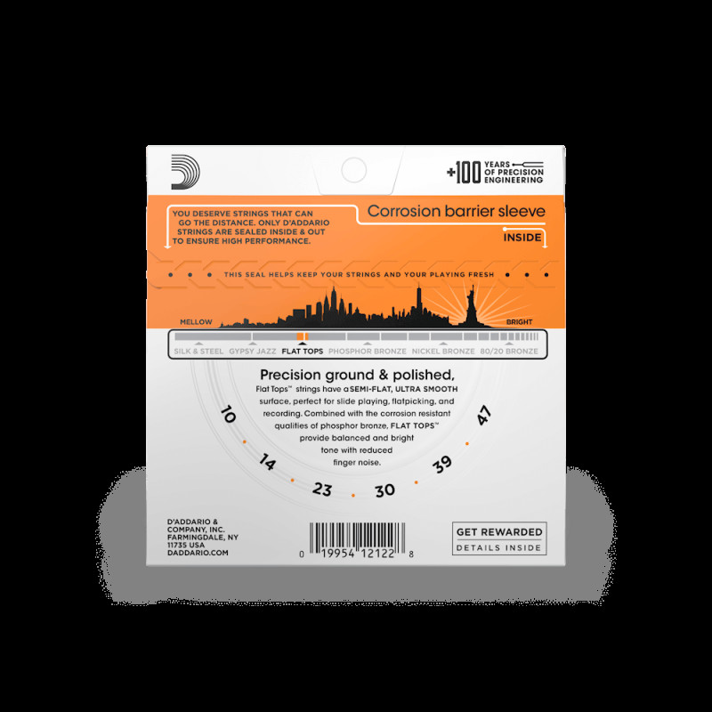 D‘ADDARIO EFT15 FLAT TOPS PHOSPHOR BRONZE EXTRA LIGHT (10-47) Струни для акустичної гітари