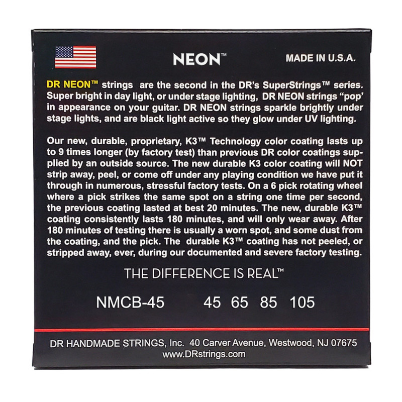 DR STRINGS NEON Multi-Color Bass - Medium (45-105) Струни для бас-гітари