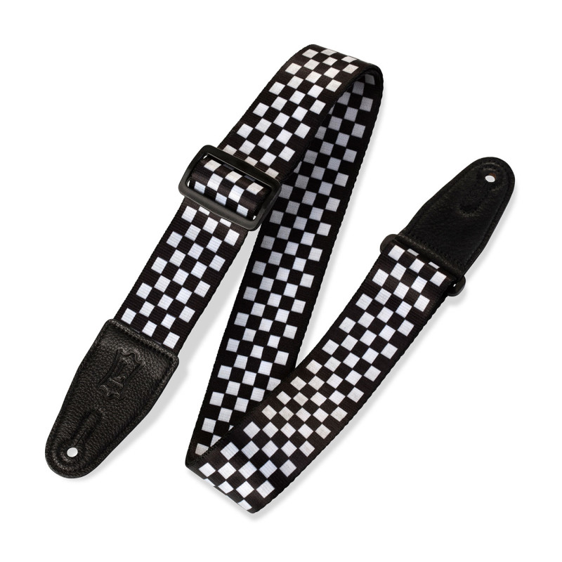 LEVY'S MP-28 PRINT SERIES GUITAR STRAP (BLACK AND WHITE CHECKERS) Ремінь для гітари