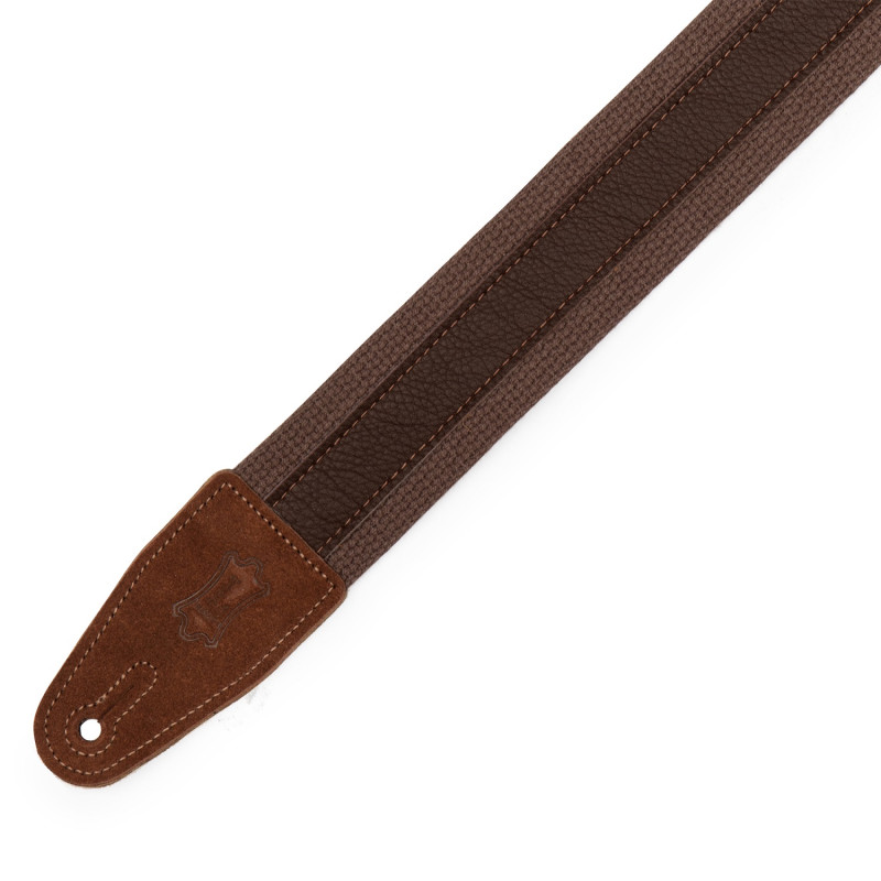 LEVY'S MC2CG-BRN-DBR Cotton Combo Guitar Strap – Brown Cotton with Dark Brown Leather Strip Ремінь для гітари