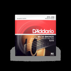 D‘ADDARIO EJ12 80/20 BRONZE MEDIUM (13-56) Струни для акустичної гітари