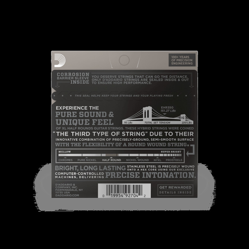 D’ADDARIO EHR350 XL HALF ROUNDS JAZZ LIGHT (12-52) Струны для электрогитары