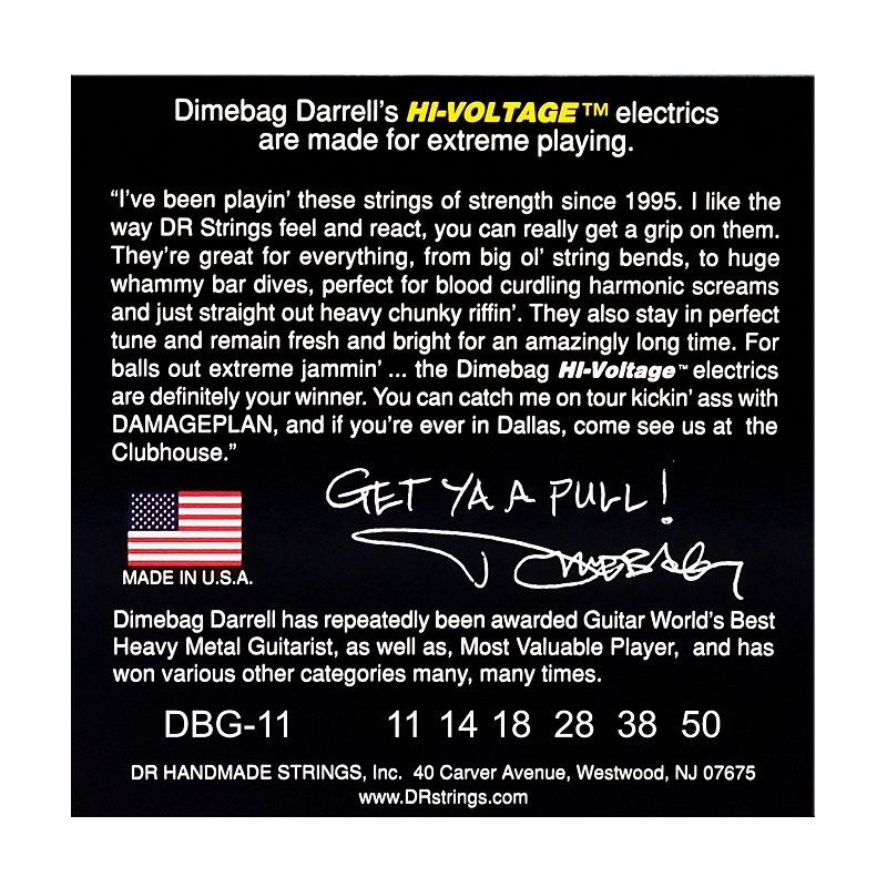DR Strings DIMEBAG DARRELL HI-VOLTAGE Electric - Heavy (11-50)